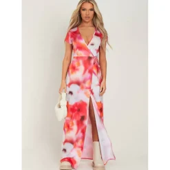 Floral Print Wrap Maxi Dress