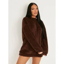 Fluffy Borg V Back Jumper Dress