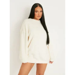 Fluffy Borg V Back Jumper Dress