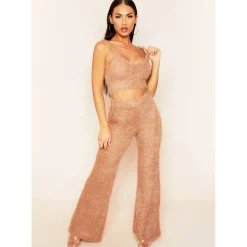 Fluffy Knit Wide Leg Trousers