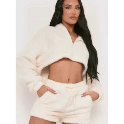 Fluffy Teddy Drawstring Shorts