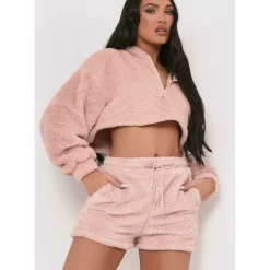 Fluffy Teddy Drawstring Shorts