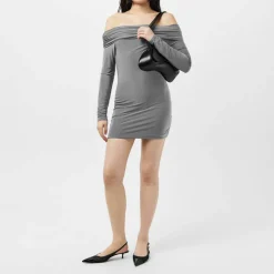 Fold Down Long Sleeve Bardot Dress
