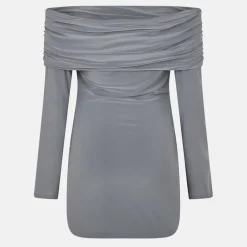 Fold Down Long Sleeve Bardot Dress