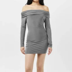 Fold Down Long Sleeve Bardot Dress