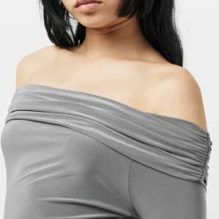 Fold Down Long Sleeve Bardot Dress