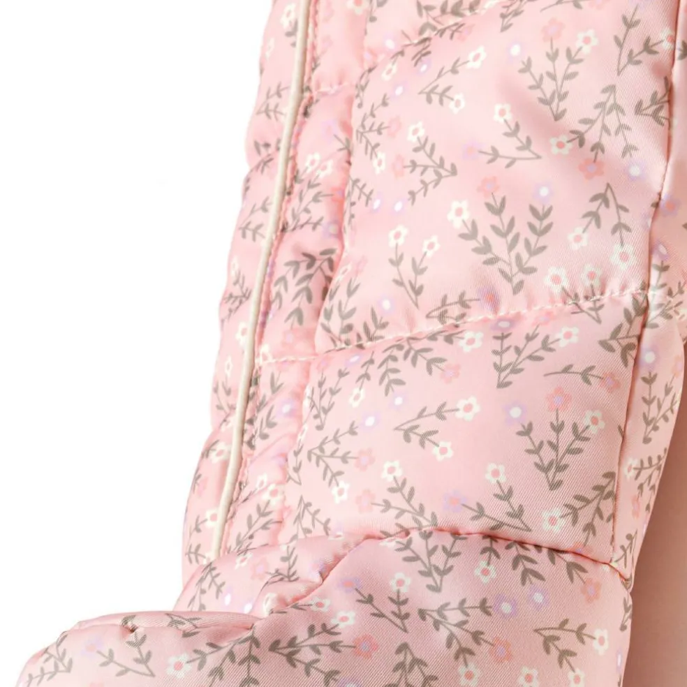 Girls baby snowsuit with hood double zip light pink
