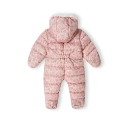 Girls baby snowsuit with hood double zip light pink