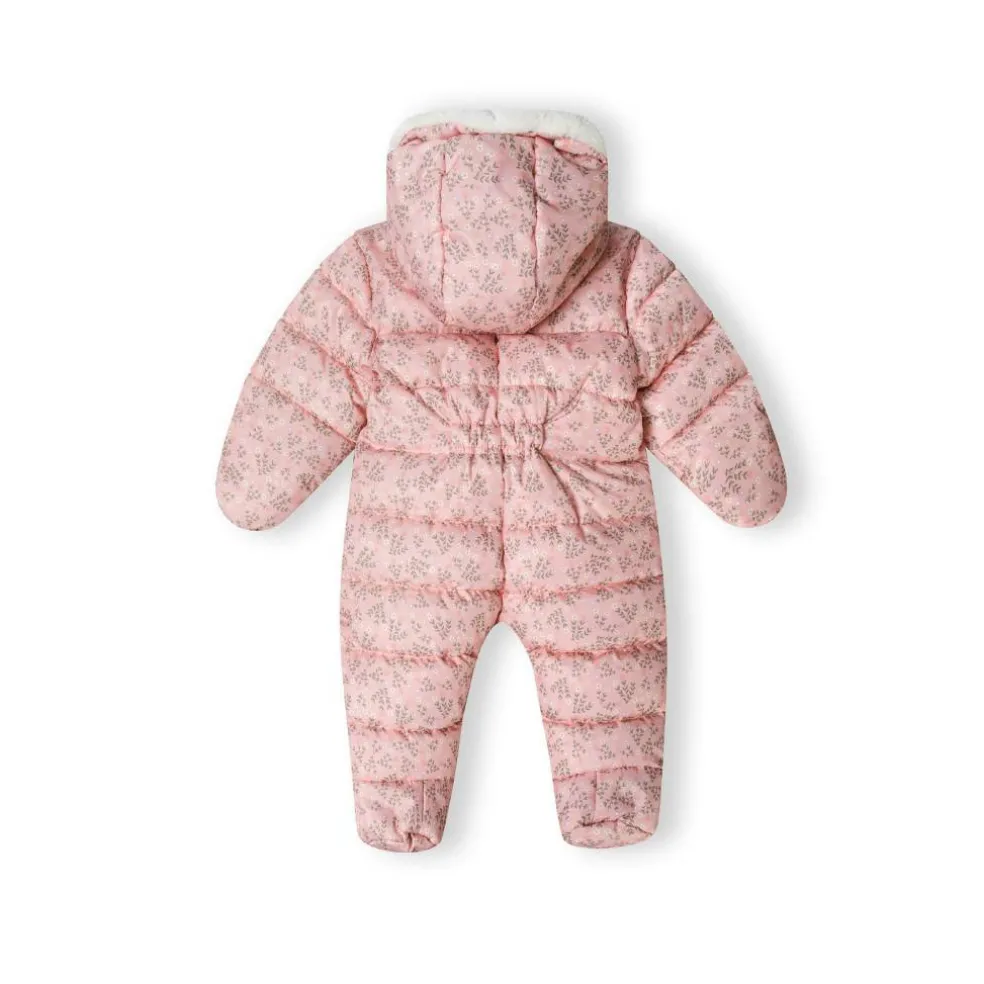 Girls baby snowsuit with hood double zip light pink