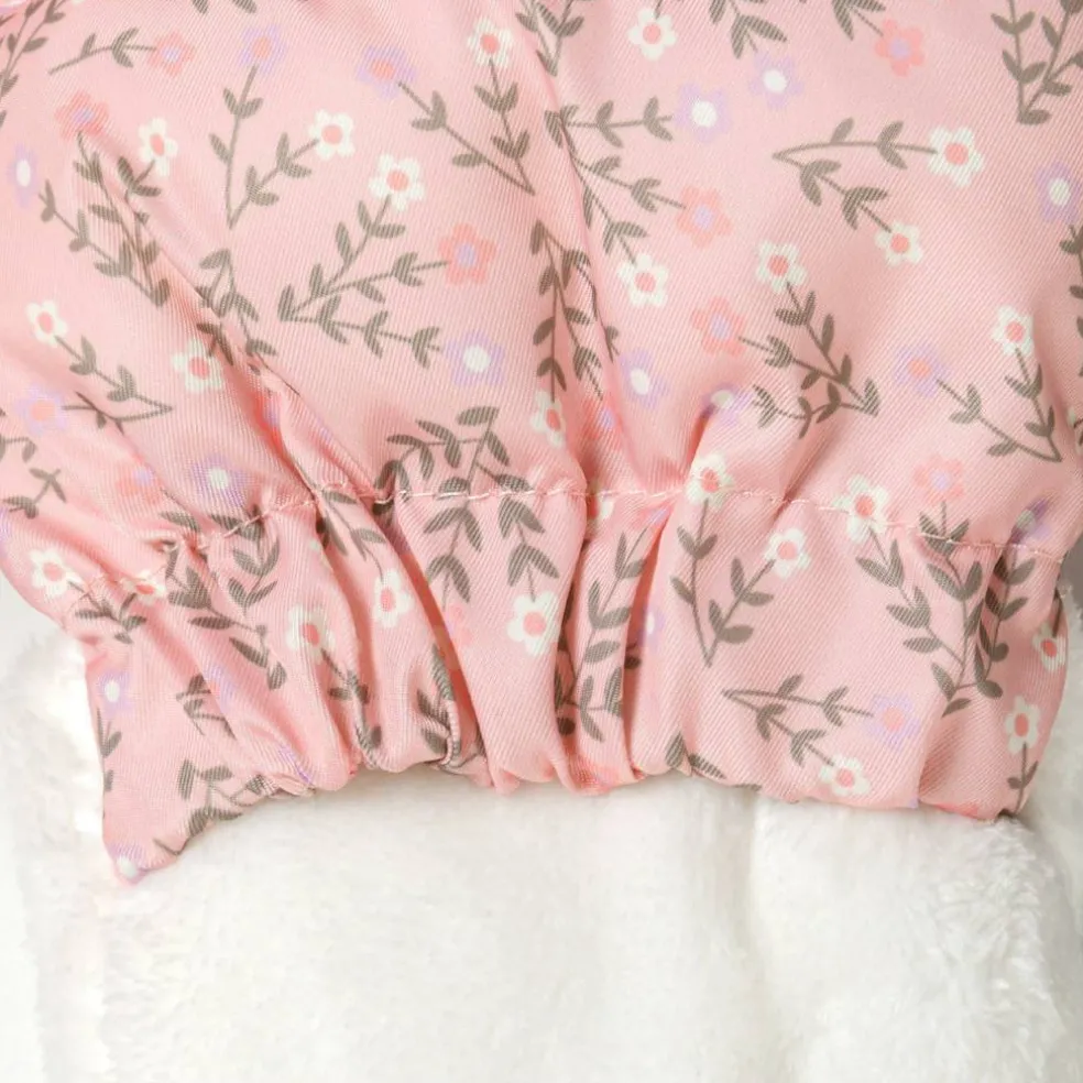 Girls baby snowsuit with hood double zip light pink