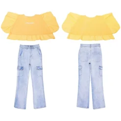 Girls' Frill T-Shirt and Cargo Jeans Set