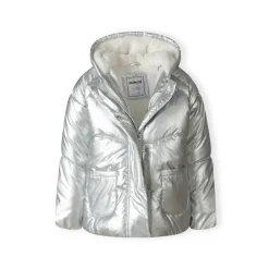 Girls padded jacket metallic silver