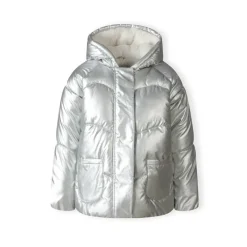 Girls padded jacket metallic silver