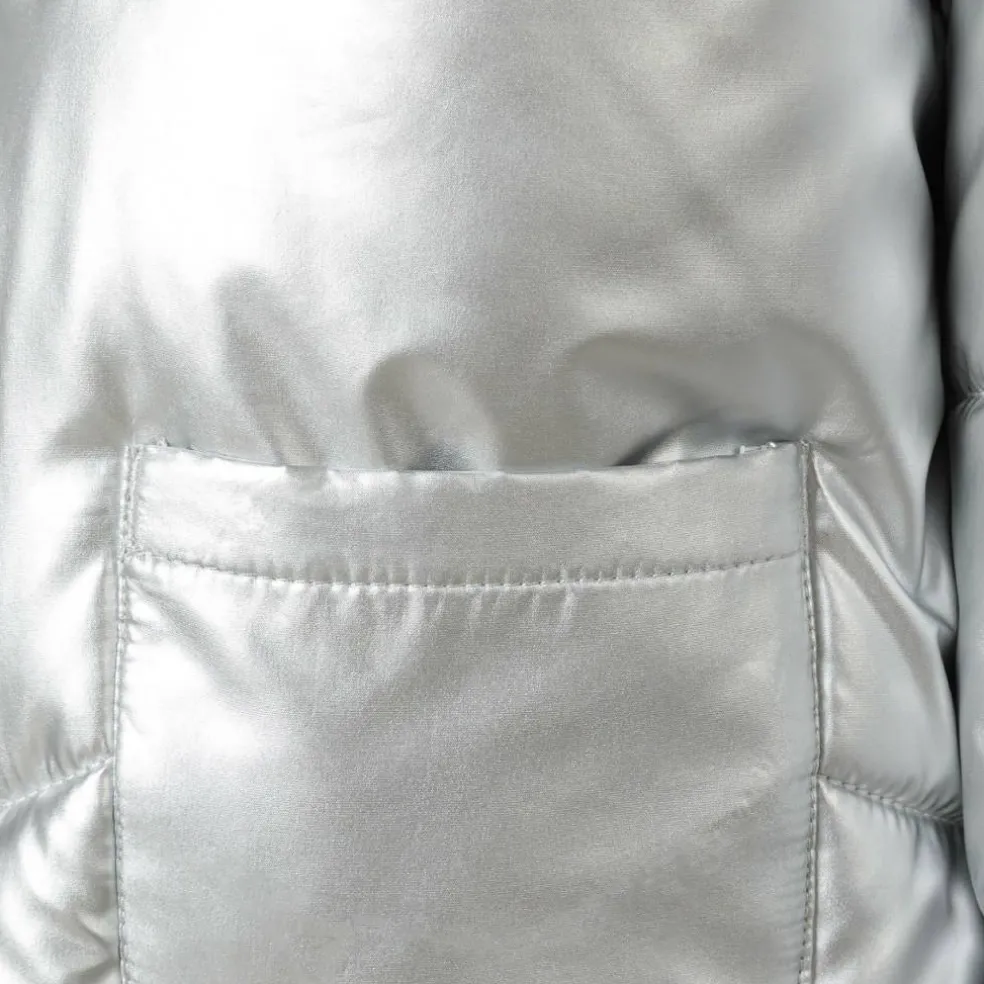 Girls padded jacket metallic silver