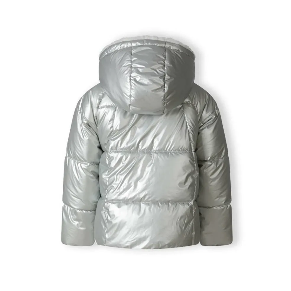 Girls padded reversible jacket metallic purple