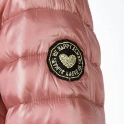 Girls quilted hooded jacket with zip fastening copper