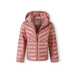 Girls quilted hooded jacket with zip fastening copper