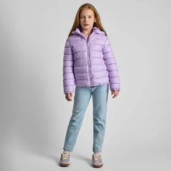Girls quilted jacket detachable hood lilac