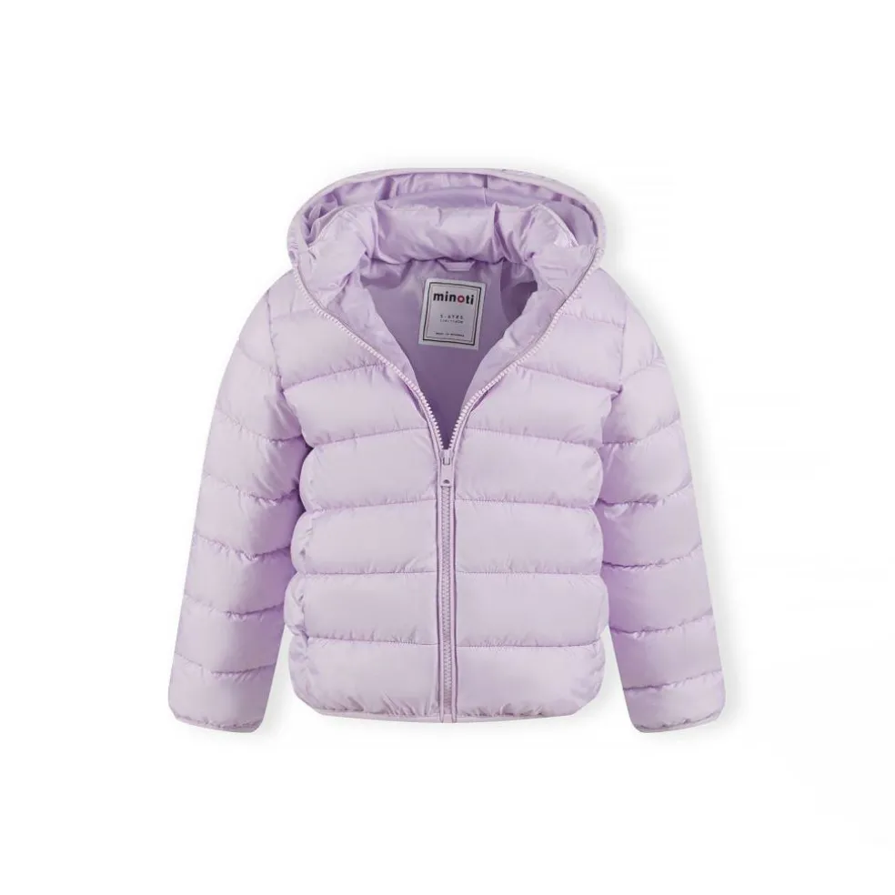 Girls quilted jacket detachable hood lilac