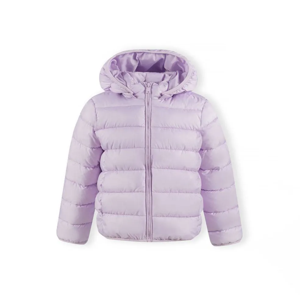 Girls quilted jacket detachable hood lilac