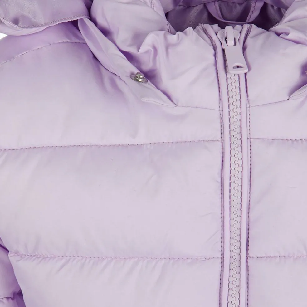 Girls quilted jacket detachable hood lilac