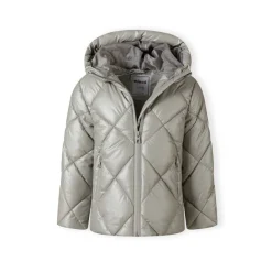 Girls quilted jacket with hood and zip pockets silver