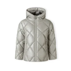 Girls quilted jacket with hood and zip pockets silver