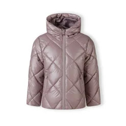 Girls quilted jacket with hood and zip pockets lilac