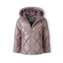 Girls quilted jacket with hood and zip pockets lilac