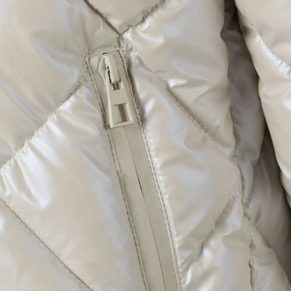 Girls quilted jacket with hood and zip pockets cream