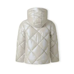 Girls quilted jacket with hood and zip pockets cream