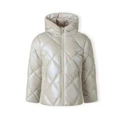 Girls quilted jacket with hood and zip pockets cream