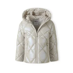 Girls quilted jacket with hood and zip pockets cream
