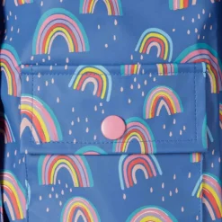Girls rain jacket printed cobalt blue