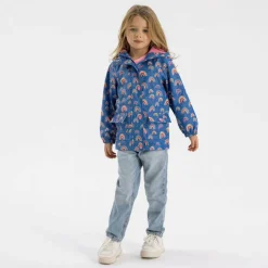 Girls rain jacket printed cobalt blue