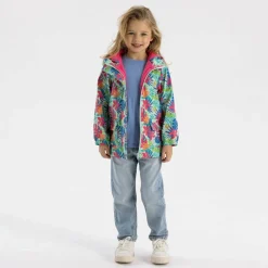 Girls rain jacket printed mint