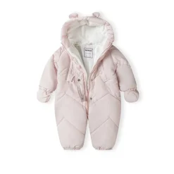 Girls snowsuit with hood 3D ears light pink