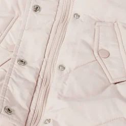 Girls snowsuit with hood ears detachable mittens light pink