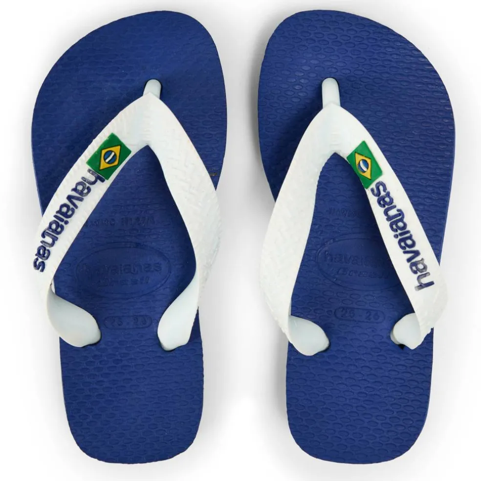 Hav. Brasil Logo Marine Blue 25/26 Flip Flops Unisex Kids