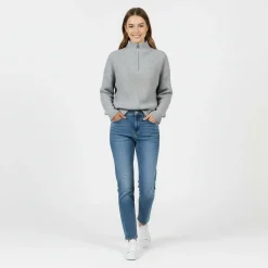 High Neck Zip Knitted Jumper