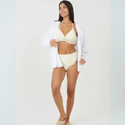 High Waisted Bikini Bottoms with Crochet Detail