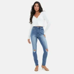 High Waisted Skinny Rip Jean
