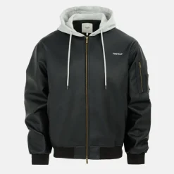 Hood PU Jacket Mens