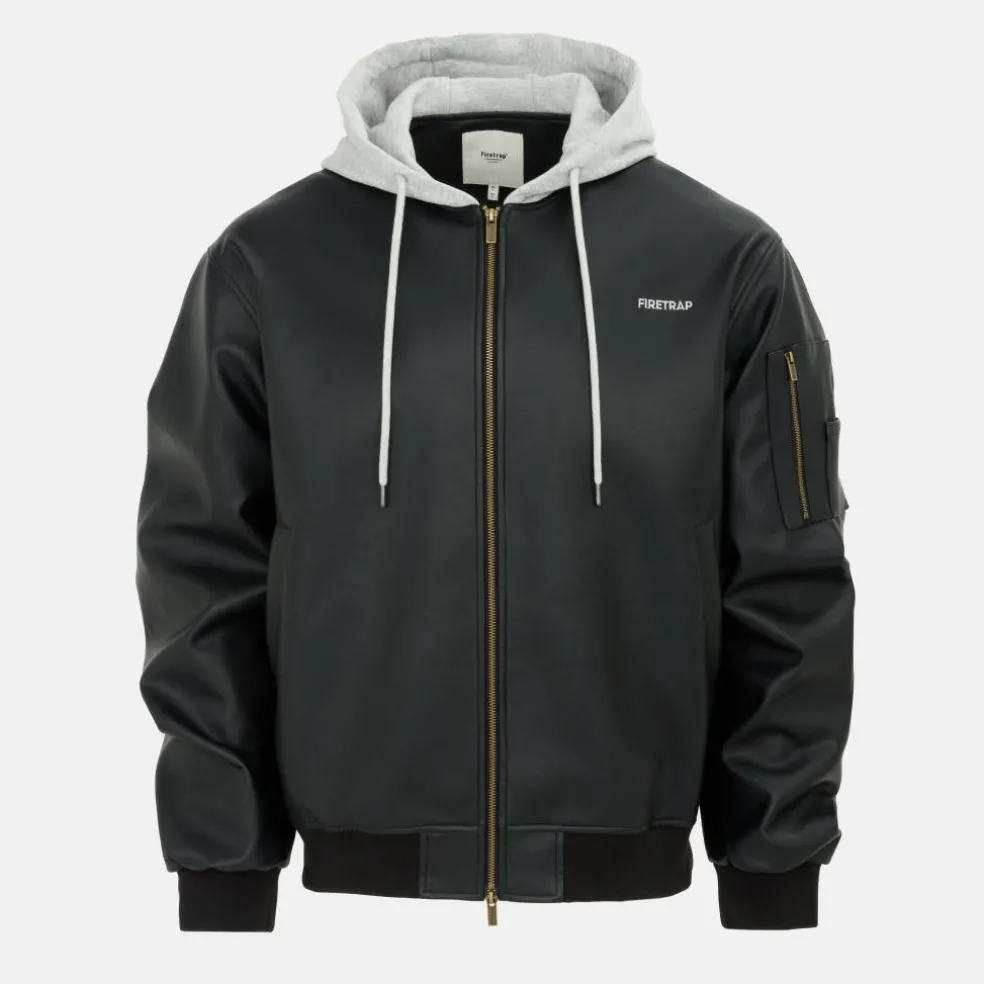 Hood PU Jacket Mens