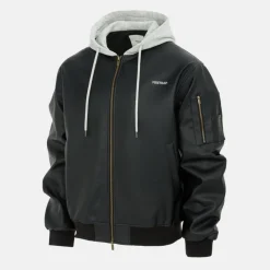 Hood PU Jacket Mens