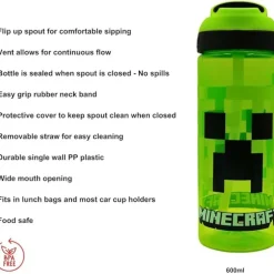 HOX Licensed 600ml Atlantic Water Bottle Minecraft or Pokemon