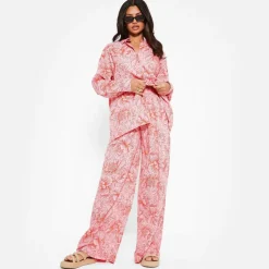 ISAWITFIRST Co Ord Woven Wide Leg Trousers