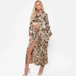 ISAWITFIRST Printed Oversized Satin Shirt Co-Ord