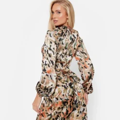 ISAWITFIRST Printed Oversized Satin Shirt Co-Ord