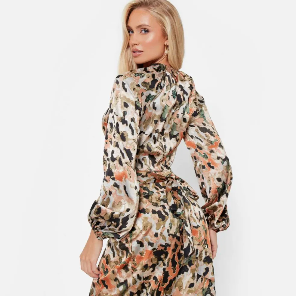 ISAWITFIRST Printed Oversized Satin Shirt Co-Ord